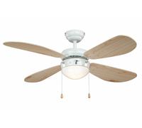 Ceiling fan Classic White / Pine with Light