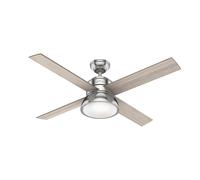 Hunter Loki fan, light grey/natural oak/nickel