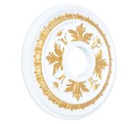 Ceiling Fan Medallion Cover Plate round PVC 39.50X39.50X3cm | Openwork Golden Finish, Fits Common Frames, for Gypsum Board or Plain Cement Living Rooms