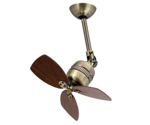 Ceiling Fan Propeller Toledo in Antique Brass with Wall Control, Blades Walnut