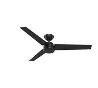 HUNTER FAN Protos, 132 cm, Indoor/Outdoor Ceiling Fan with Wall Control, Matte Black Finish, 3 Reversible Blades in Matte Black and Grey Walnut Stripe, Ideal for Summer or Winter, Model 50624