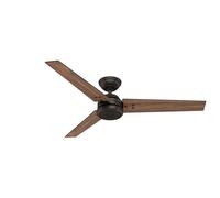HUNTER FAN Ceiling Fan Protos 132 cm Indoor and Outdoor, and Wall control, Premier Bronze, 3 Reversible Blades Fire Polished Wood and Premier Bronze Ideal for Summer or Winter, Model 51220