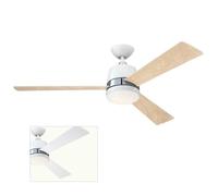 Ceiling Fan Silver Tristan Brushed Nickel White Or Light Maple 1.32m