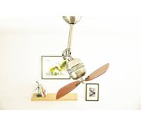 Ceiling Fan Propeller Toledo in Antique Brass with Wall Control, Blades Walnut