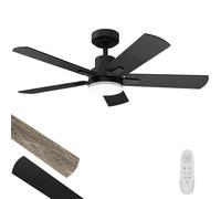 Ceiling Fan with 42 Inch Light, Remote Control, Reversible DC Motors, Adjustable Timer 3 CCT, Quiet, Black Ceiling Fan for Bedroom, Living Room, Indoor and