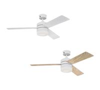 Ceiling fan with dimmable LED light and remote Alta Visa White & Maple 122cm 48" [EEK: F]