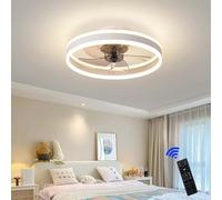 Ceiling Fan with Light, 50cm Smart Ceiling Fan Light with Remote, 6-Speed Ultra Quiet Motor, 3 Color Temperatures, Dimmable LED, Ceiling Fans with Lights for Bedroom & Study White