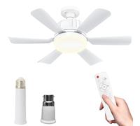 Ceiling Fan with Light and Remote Control, 46CM 40W Silent Ceiling Fan E27 with 3 Levels, Dimmable LED Lamp, 3 Speed, 2/4h Timer, 6 Blades, 46*46*16.5cm 120MM)