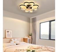 Ceiling Fan with Light Flush Mount Modern Fan with Remote Control, Flower Shape LED Light Fixture for Bedroom and Living Room
