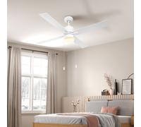 HOMCOM Mounting Reversible Ceiling Fan with Light, Pull-chain, White & Natural