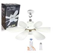 DLLHAVENU Ceiling Fan with Lights and Remote, E27 Bayonet Screw in Ceiling Fans Lights, Dimmable Led Outdoor Lights with Fan, 52cm Small Bulb Fans for Bedroom Kitchen Bathroom Garage