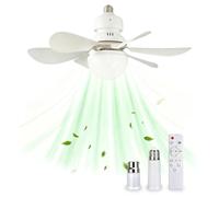 Ceiling Fan with Lights and Remote, Fits E27/B22 Socket Ceiling Fan Light | LED Ceiling Fan Light, 3 Colour Modes, 3 Speeds, Dimmable 3000K-6500K, 1/2/4 Timer, Light Bulb Fan for Bedroom Kitchen Room