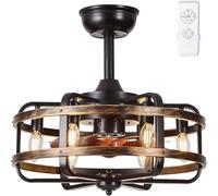 Ceiling Fan with Lights Remote Farmhouse Vintage Iron Black Brushed Gold