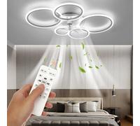 Ceiling Fan With Rgb Light Living Room Ceiling Fan Light Silent Timer Dimmable