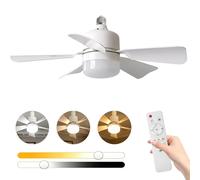 Ceiling Fans with Lights, 30W E27 Ceiling Fan Lights with Remote Control, 3 Speeds & Stepless Dimmable 3000K-6500K, Timer and Ultra-Quiet, Smart Modern Fan Light for Bedroom, Living Room (White)