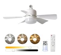 Ceiling Fans with Lights, 30W E27 Ceiling Fan Lights with Remote Control, 3 Speeds & Stepless Dimmable 3000K-6500K, Timer and Ultra-Quiet, Smart Modern Fan Light for Bedroom, Living Room (White+B22)