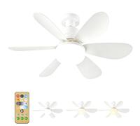 Ceiling Fans with Lights and Remote, 30W E27 Ceiling Fan Light, 3 Color Dimmable LED, 3 Speeds Quiet Led Ceiling Fans, Timing, 6 Blades Light Fitting Fan for Bedroom, Kitchen, Living Room (White)