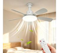 Ceiling Fans with Lights and Remote,61cm Socket Fan Light with Timer,E27 Screw-in Fan Lights,Stepless Dimmable 3000-6500K 3-Speed Light Bulb Fan,Ceiling Fan Light for Bedroom,Kitchen.Base Included