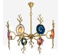 ceiling G9 Post-Boutique Decoration Lig Luxury Copper Chandelier Lig, Personality Art Onyx Lig,Luxury Hanging Lig,Livingroom Dining Room Lounge Bar Café Club-Colored Agate s