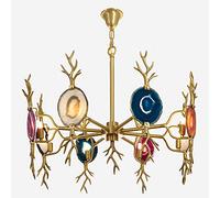 ceiling G9 Post-Boutique Decoration Lig Luxury Copper Chandelier Lig, Personality Art Onyx Lig,Luxury Hanging Lig,Livingroom Dining Room Lounge Bar Café Club-Colored Agate s