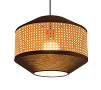 ceiling Geometric Rattan Lantern Chandelier Classic Black Fabric Pendant Light Scandinavian Weaving Hanging Lamp Side Glow Japanese Suspension Lights for Kitchen Living Room Bedroom Teahouse,Pendant