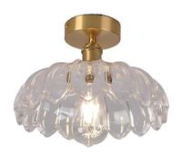 ceiling Glass Semi Flush Mount Ceiling Light,Flower Ceiling Light,Brass Glass Ceiling Lamp Flower, Ceiling Pendant Light Fixtures for Hallway Livingroom Entryway Corridor