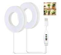 Ceiling Grow Lights for Indoor Plants,96 LED Full Spectrum Halo Plant Light with 3/9/12H Timer 3 Color Modes and 10 Dimmable Brightness Under Cabinet Grow Lamp for Small Plants Succulents 2-Head