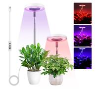 Ceiling Grow Lights for Indoor Plants - 96 LEDs Full Spectrum LED Plant Light Grow Light with 3/9/12H Auto Timer, 3 Light Modes, 10 Brightness, Auto On/Off Plant Lights for Small Plants, 2 Head