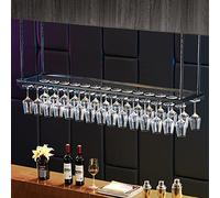 Ceiling Hanging Bar Unit Bar Wine Rack Restaurant Ceiling Hanging Wine Bottle Racks, Black Adjustable Height Wall-Mounted Wine Glass Holder for Bars Kitchens Decoration Shelf ( Size : 80cmx35cm )
