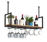 Ceiling Hanging Bar Unit Ceiling Shelf - Hanging Wine Glass Holder/Wine Bottle Rack, Floating Storage Shelves Flower Stand for Kitchen Bar Restaurant, Metal and Wooden (Size : 100x30x60cm)