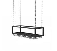 Ceiling Hanging Bar Unit Wine Rack Ceiling Hanging Holder Wine Bottles and Glass Stemware Goblets Storage Racks, for Under Cabinet, Kitchen, Bar, Metal Floating Organizer Shelves