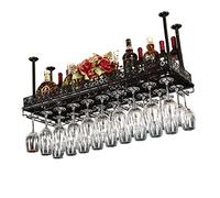 Ceiling Hanging Bar Unit Wine Rack Ceiling Wine Bottle Holder | Black Metal Hanging Stemware Glasses Storage Shelf | Floating Organizer Display Shelves for Home Bar Kitchen (Size : 120x35cm)