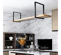 Ceiling Hanging Floating Shelf Wine Rack - Solid Wood Bottle & Bookshelf, Wall-Mounted Wrought Iron Storage for Kitchen, Bar, Living Room & Plant Display