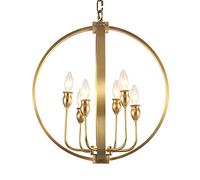 ceiling Hanging Lamp, Birdcage Pendant Lighting Farmhouse Cage Lampshade Light Fixture V-intage Brushed Brass Candle Chandelier with Compatible with Kitchen Island Living Room Bedroom,for Home Decor