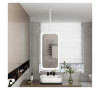 Ceiling Hanging Mirror,Rectangle Bathroom Mirror,Illuminated Makeup Mirror,for Home/Commercial Use,3 Colors Dimmable(White,50x100cm)