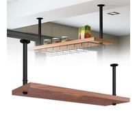 Ceiling Hanging Plant Shelf Flower Pot Stand, Modern Floating Shelves - Wood + Meta Iron|Kitchen Storage Shelving Pan Rack Wine Holder For Bar Living Room Display Decorations(200cm)