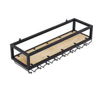 Ceiling Hanging Wine Rack & Floating ShelfIron Wall Storage for Plants Flowers & Wine BottlesStylish Display Rack for Kitchen & Bar (C60x25)