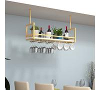 Ceiling Hanging Wine s Holder & Metal Wine Rack with Solid Wood Shelf - Slish Wrought Iron Sto for Bar & Kitchen, Perfect for Wine Lovers and Entertainers.