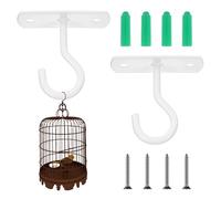 Ceiling Hooks for Hanging Plants - Square Wall Mount Plant Hanger Indoor Hanging Hooks Metal Plant Bracket Iron Lanterns Hangers for Wind Chimes, Planters (White, 2.5 Inch 2 Pack)