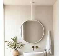 Ceiling Hung Round Mirror, Floating Suspended Bedroom Vanity Mirror