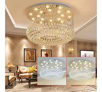 ceiling Indoor Chandelier, K9 Raindrop Lighting Pendant 3 Colors Dimmable Flush Mount Ceiling Light Crystal Chandelier for Living Room A