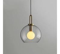 ceiling Industrial Globe Kitchen Island Smoke Grey Glass Light Antique Gold Small Chandelier Suspension E27 Ceiling Hanging Lamp for Bedroom Dining Room Restaurant/Clear/34 * 25Cm