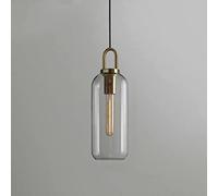 ceiling Industrial Globe Kitchen Island Smoke Grey Glass Light Antique Gold Small Chandelier Suspension E27 Ceiling Hanging Lamp for Bedroom Dining Room Restaurant/Clear/34 * 25Cm