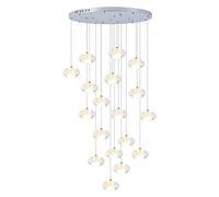 Ceiling Lamp 18-Light Crystal Chandeliers High Ceiling Dome Pendant Lights Seeded Glass Shade Flush Mount Long Hanging Chandelier Fixture for Foyer Entryway Stairwell Lighting Deco
