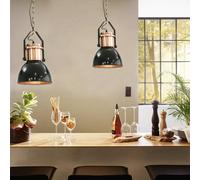 Ceiling Lamp 2pcs Black Metal Round E27 Pendant 23x36cm with Cable Set [EEK: A]