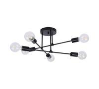 Ceiling Lamp 6-Light Modern Metal Chandelier Semi Flush Mount Ceiling Light Fixture Pendant Lights Industrial Farmhouse Ceiling Lights for Bedroom Kitchen Dining Room Living Room (Bulbs Not Included)