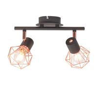 Ceiling Lamp Black & Copper Metal Frame Iron Wire Shade 2-Spot E14 25cm modern.