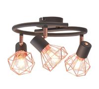 Ceiling Lamp Black Copper Metal Frame Iron Wire Shades 25cm Rail 9cm 2-Spot E14 [EEK: A]