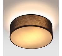 Monzana® 30cm Round Fabric Ceiling Light | Modern Fabric Material Circular Ceiling Lamp | Light Shade 1xE27 40 Watt Socket | Bedroom Lounge Childrens Room Office | Black