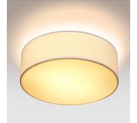 MONZANA® 30cm Round Fabric Ceiling Light | Modern Fabric Material Circular Ceiling Lamp | Light Shade 1xE27 40 Watt Socket | Bedroom Lounge Childrens Room Office | White
